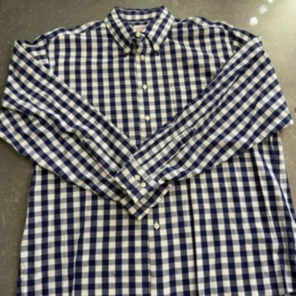 Brooks Brothers Navy & White Gingham Button-Down Shirt – Size Large - Picture 3 of 12